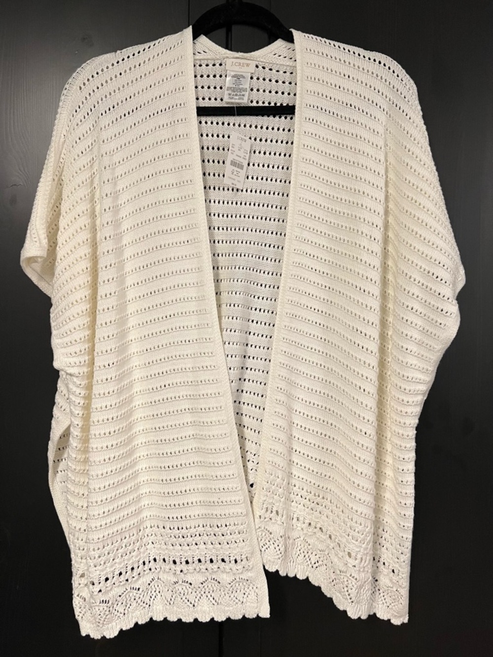 J. Crew Ivory Open-Front Crochet Cardigan